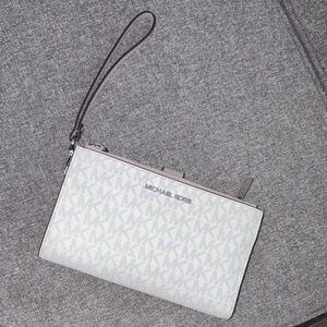 Michael Kors White and Gray Wristlet Clutch